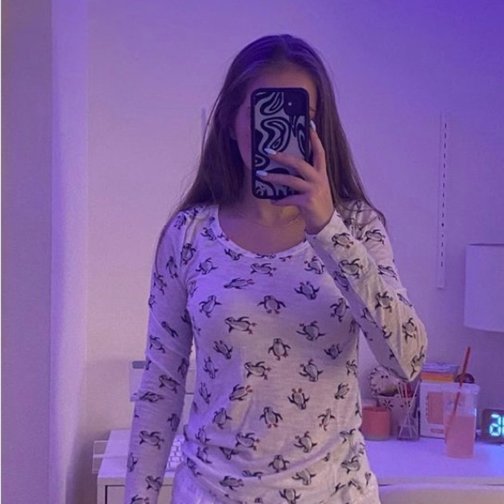 Long sleeve penguin pajama top